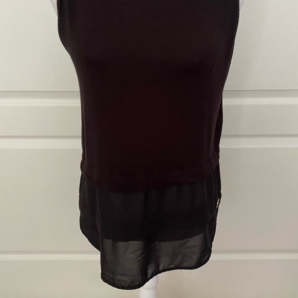 Michael Michael Kors Black Sleeveless Blouse Medium | MK Logo Hem, Semi-Sheer De - Picture 3 of 10